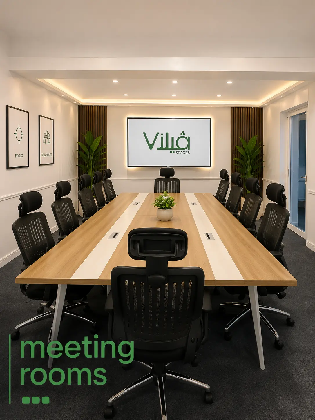 Villa Spaces meeting room with executive seating